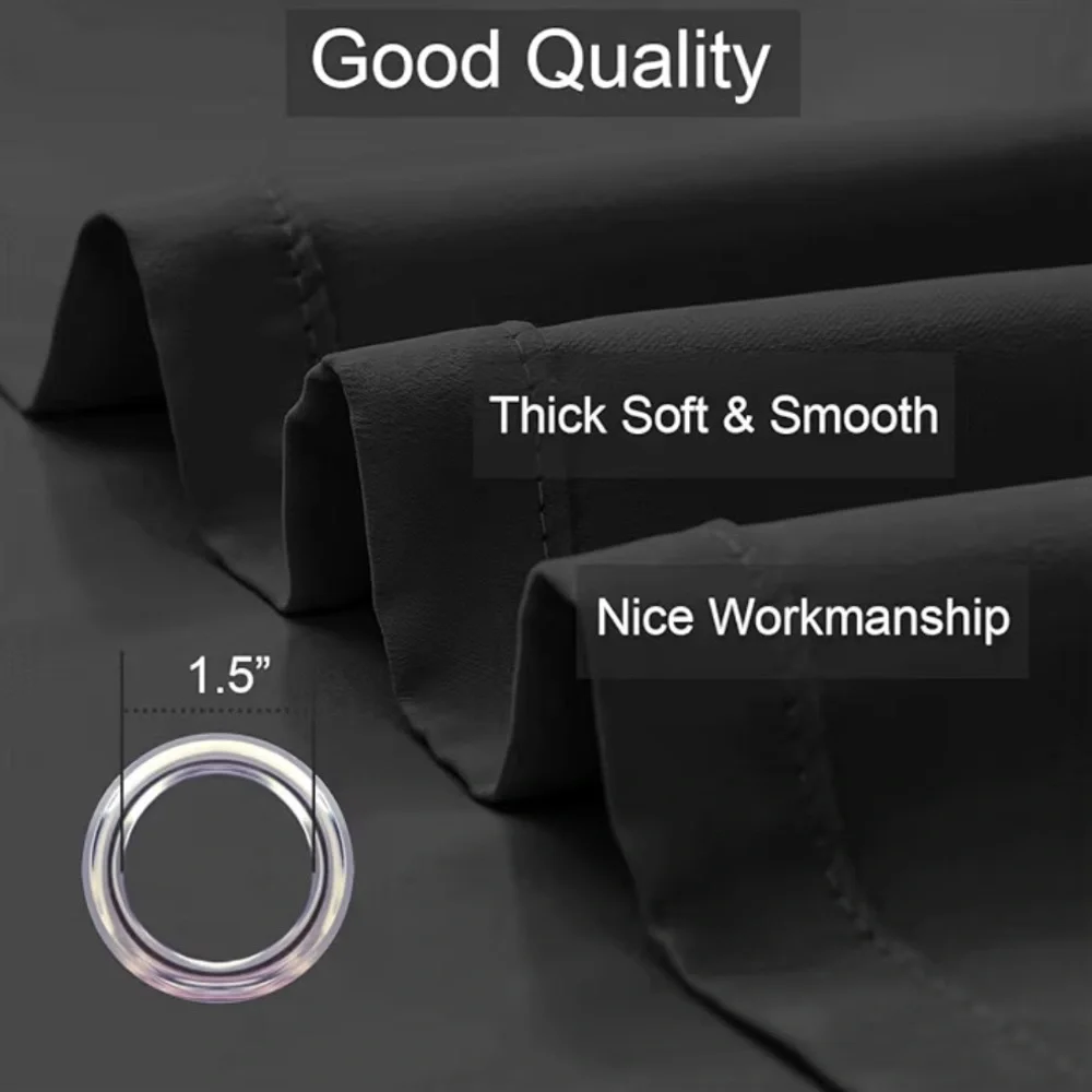 LA PALMA Black Thermal Insulated Blackout Darkening Grommet Curtains 2 Panels
